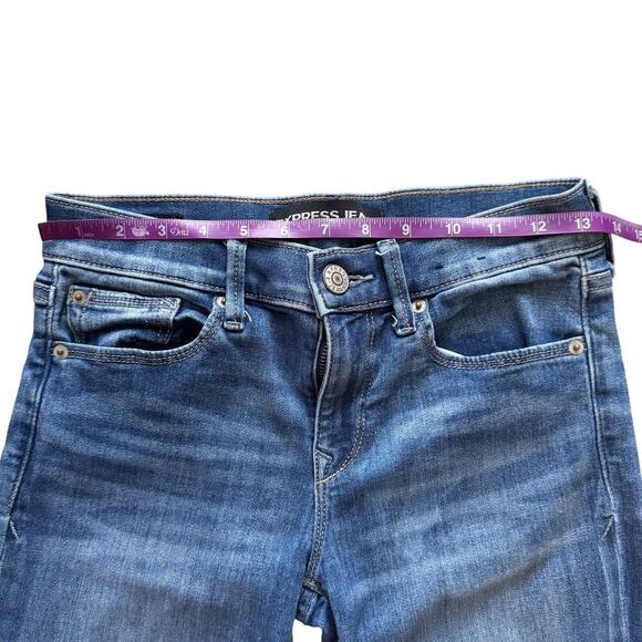 Express Jeans Womens size 0R 0 Blue legging skinny mid rise Preppy Bodycon - Picture 7 of 13